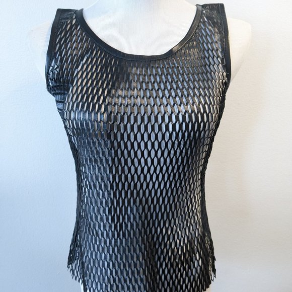 Plein Sud Tops - Leather Mesh tank top